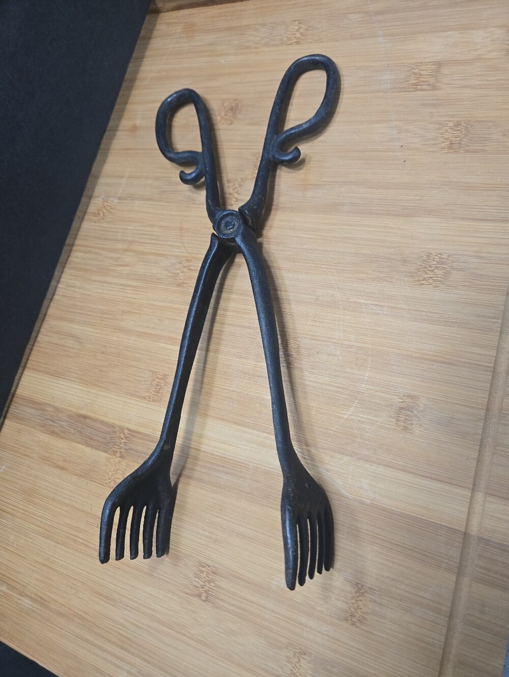 Vintage Cast Iron Coal Tongs Tool Hearth Fireplace Ember